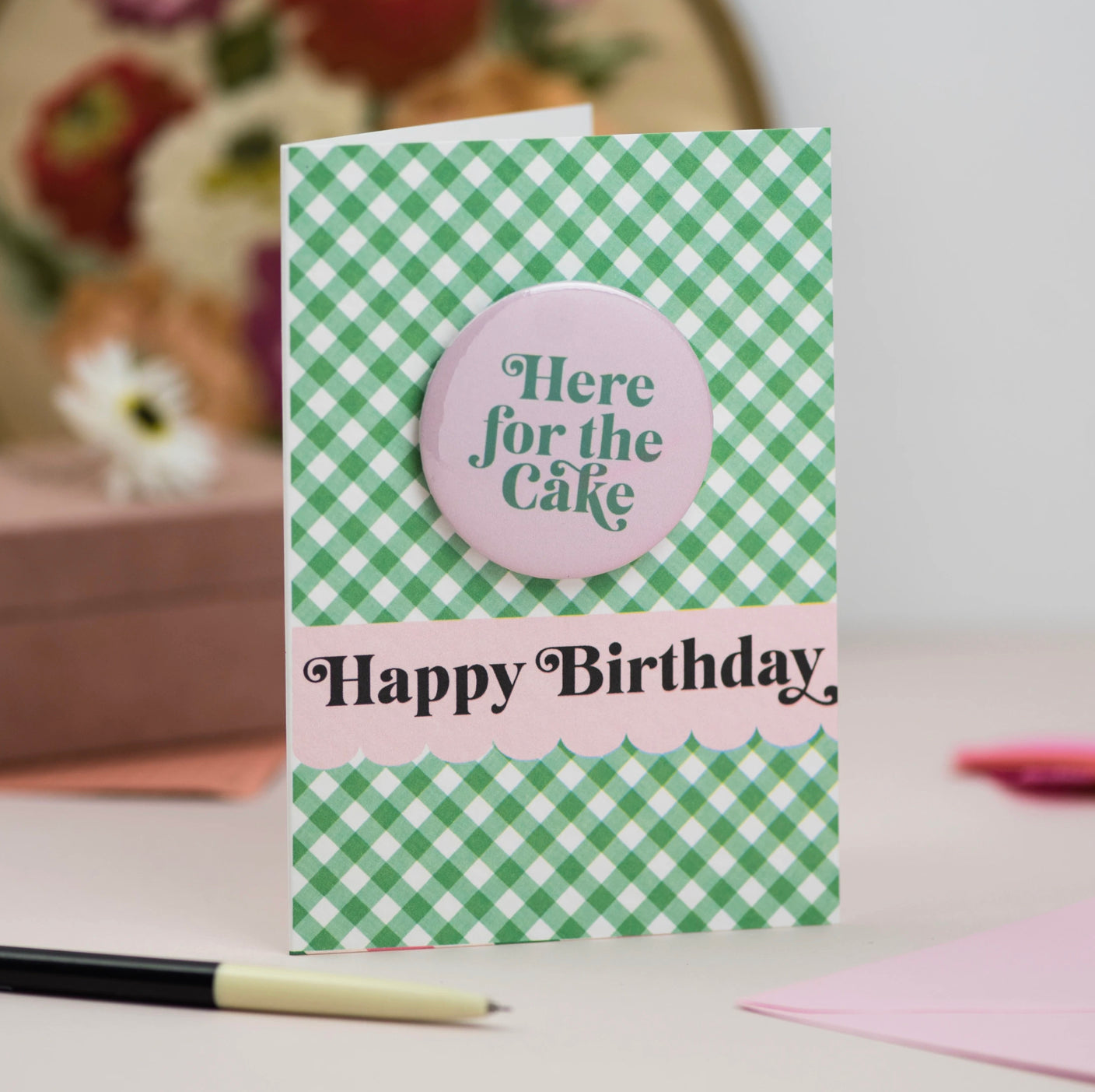 "Here for the Cake" Badge Card
