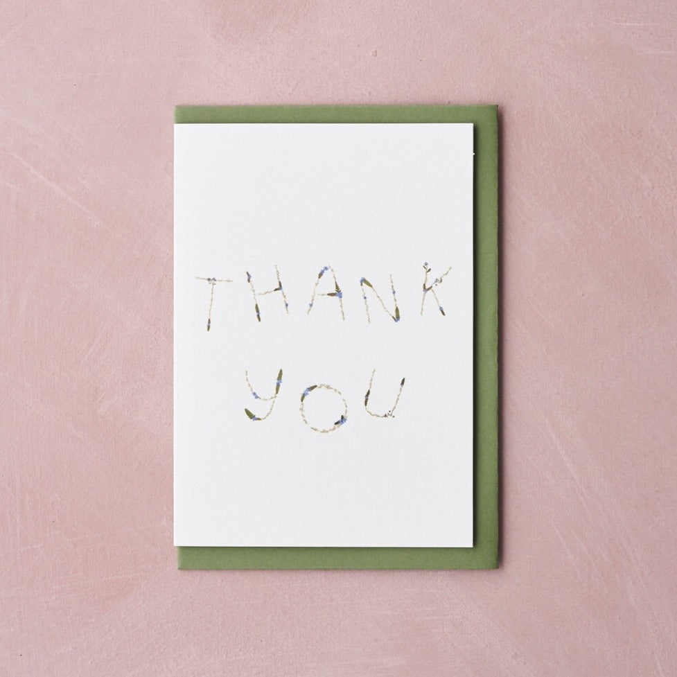"thank you" pressed flower design card
