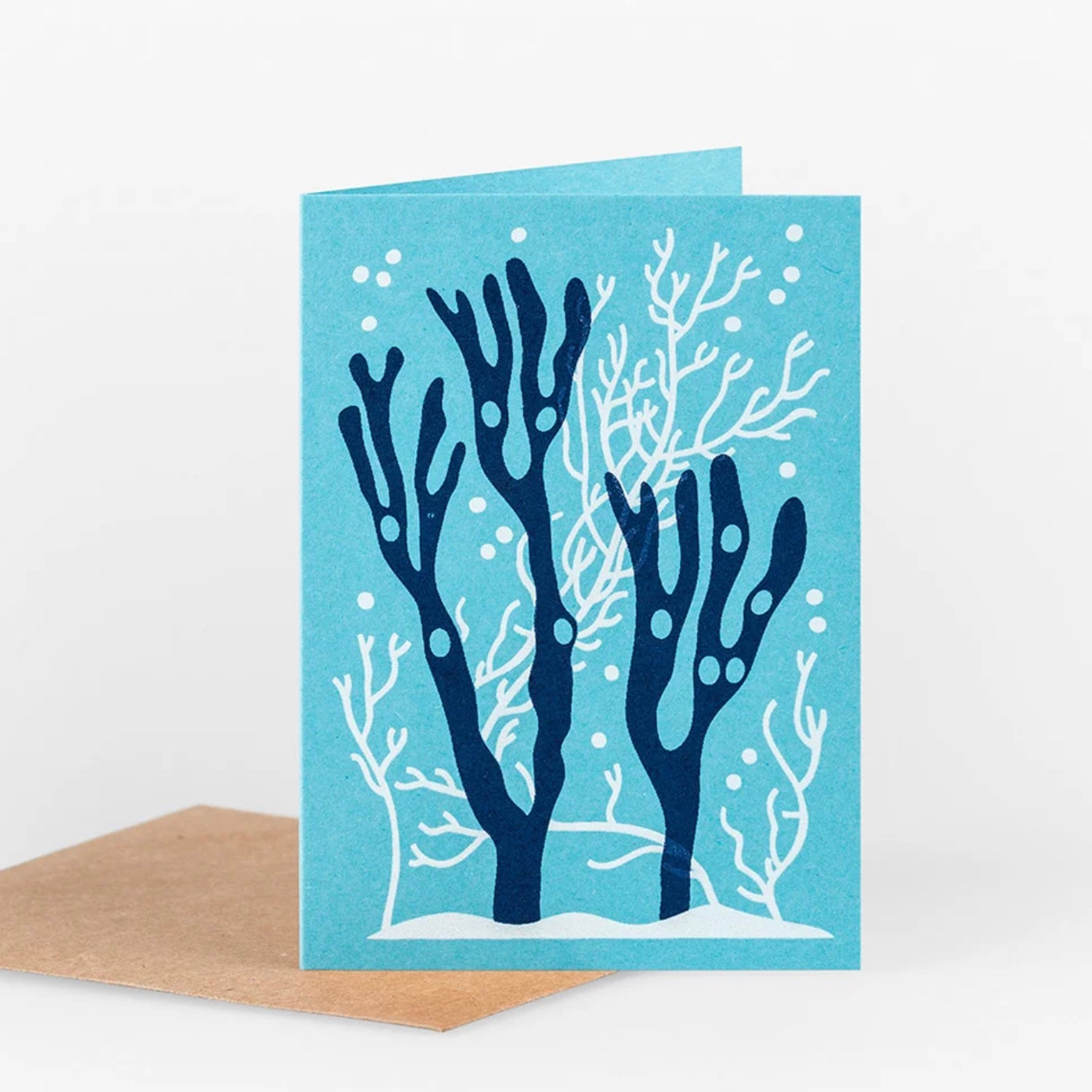 mini printed card with seaweed design