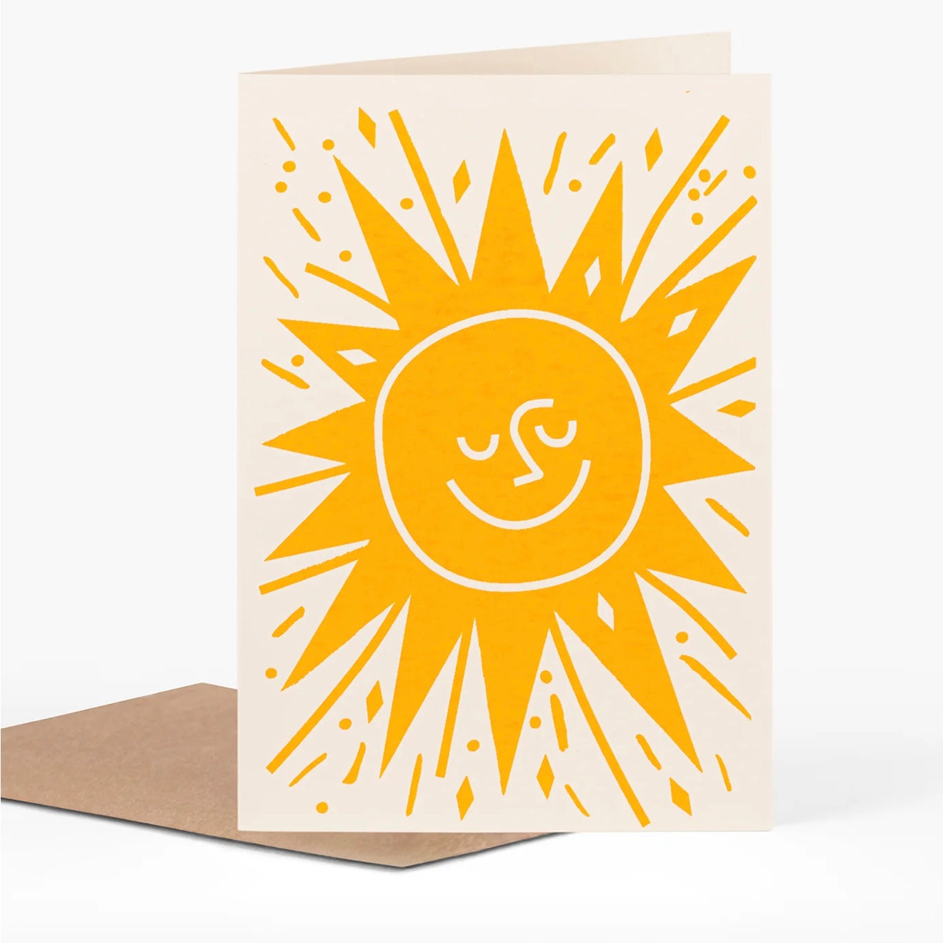 hand printed sun greeting card