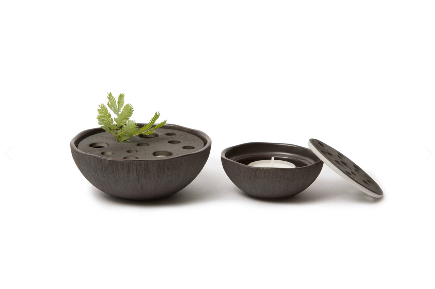 Lindform Straw Ikebana Vase & Tea Light Holder in Black | Large