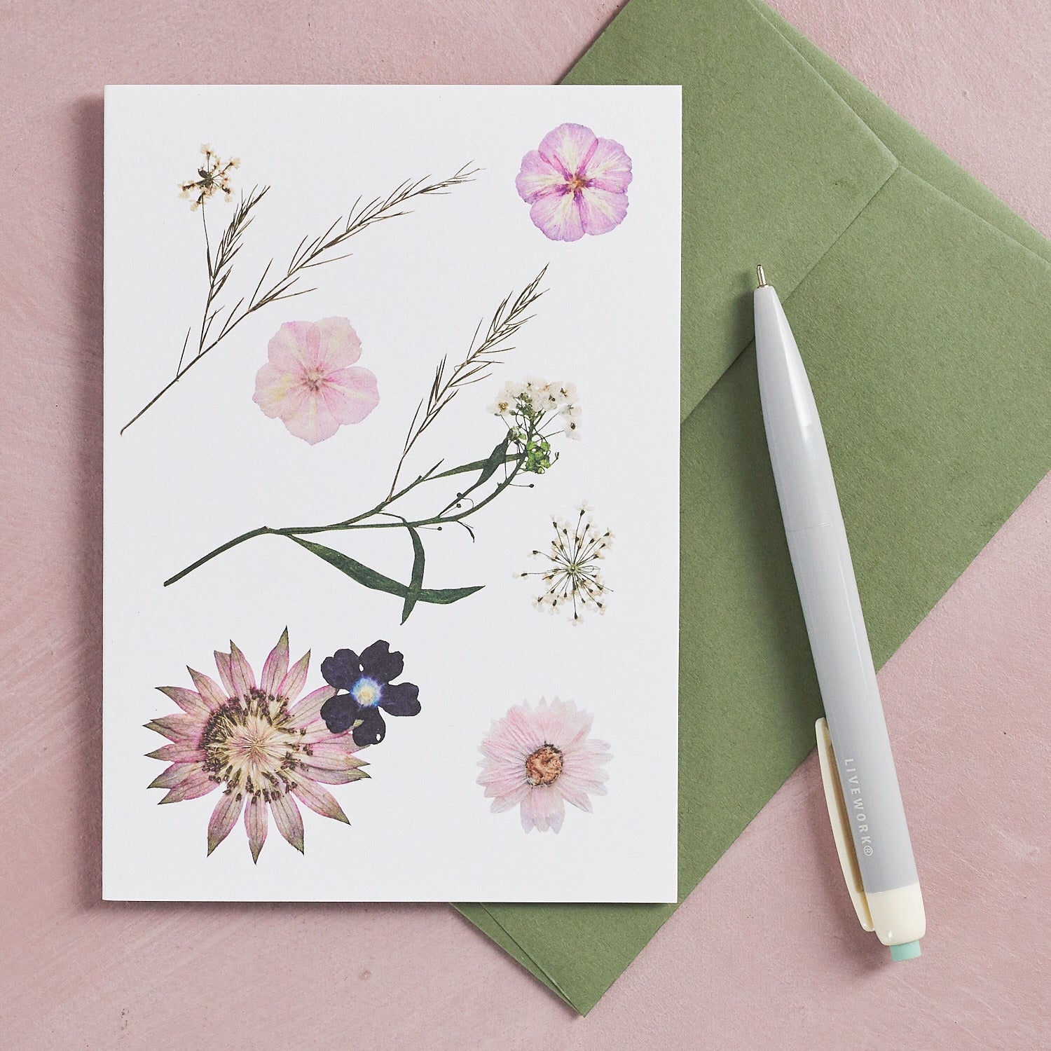 Pressed Flower Botanical Greetings Card - Summer Pastels