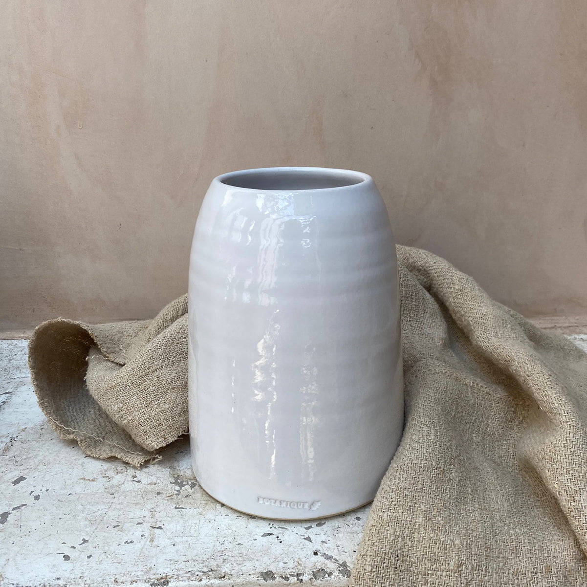 white ceramic handmade vase