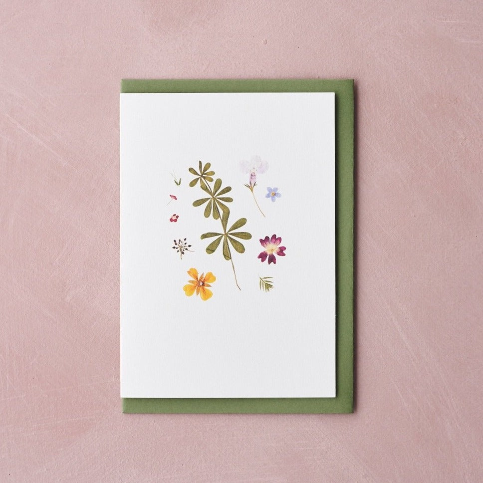 Pressed Flower Botanical Greetings Card - Early Summer