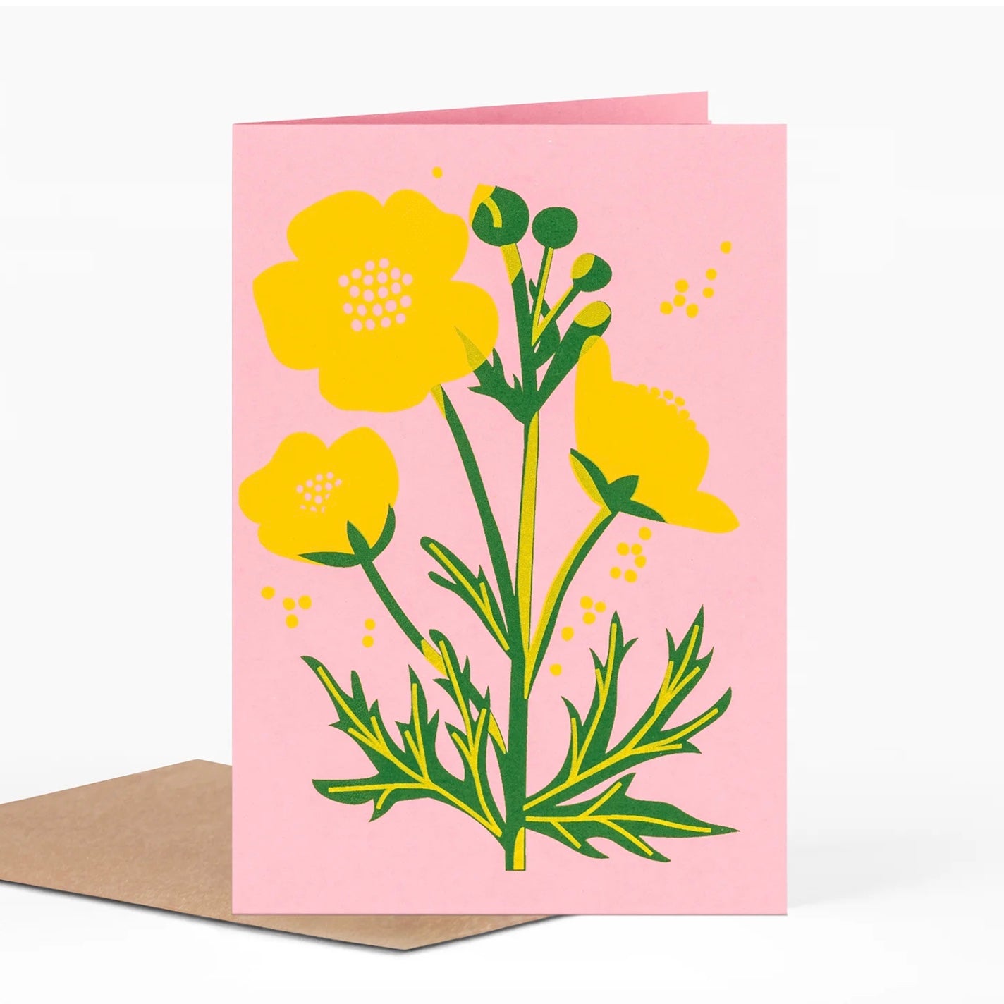 hand printed buttercup card from Pirrip Press