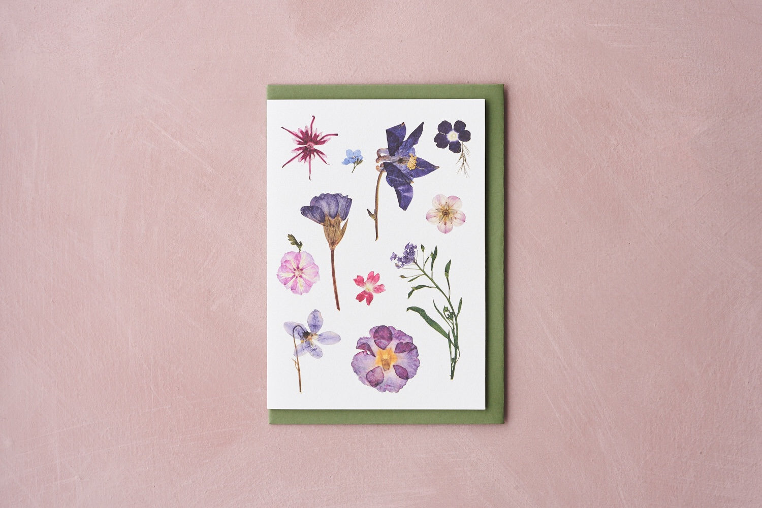 Pressed Flower Botanical Greetings Card - Mid Summer