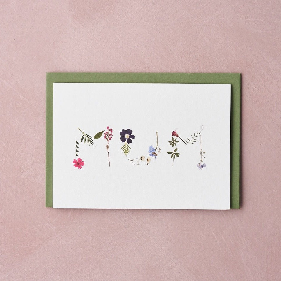 "mum" pressed flower design card by Botanique Workshop