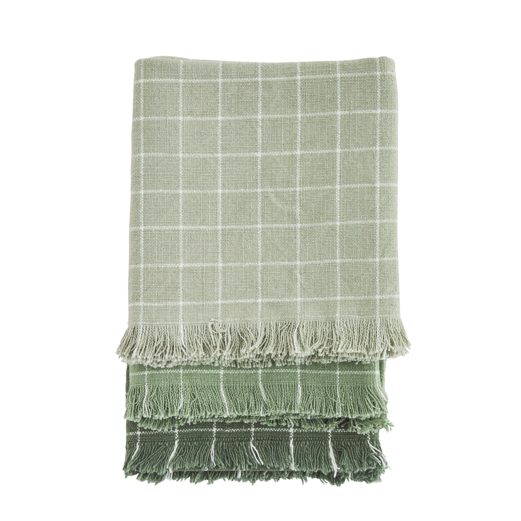 Checked Kitchen Towels | Set of 3 | Greens