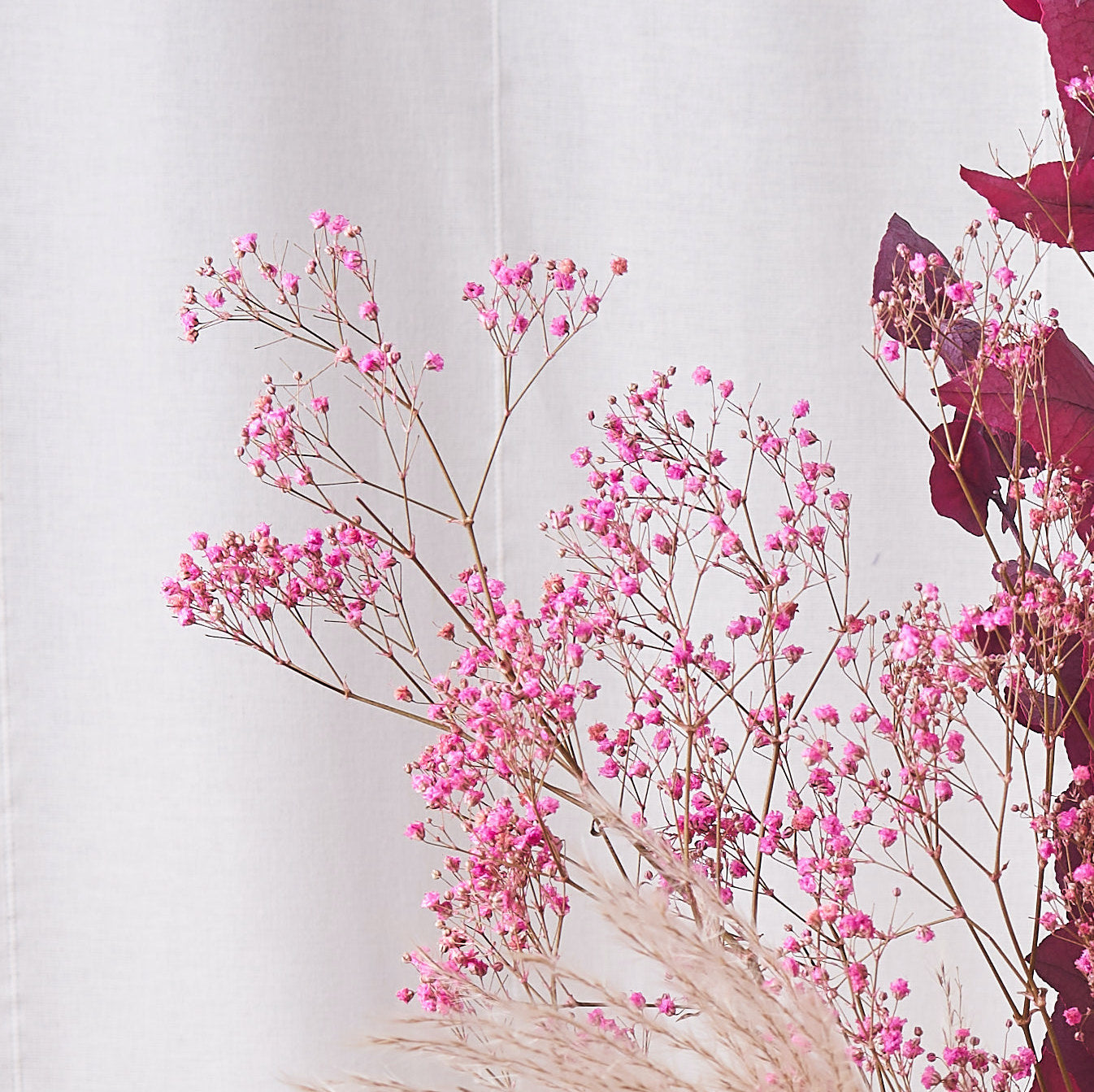Spring Delight: Preserved Pink Gypsophilia, Rainbow Eucalyptus and Grass