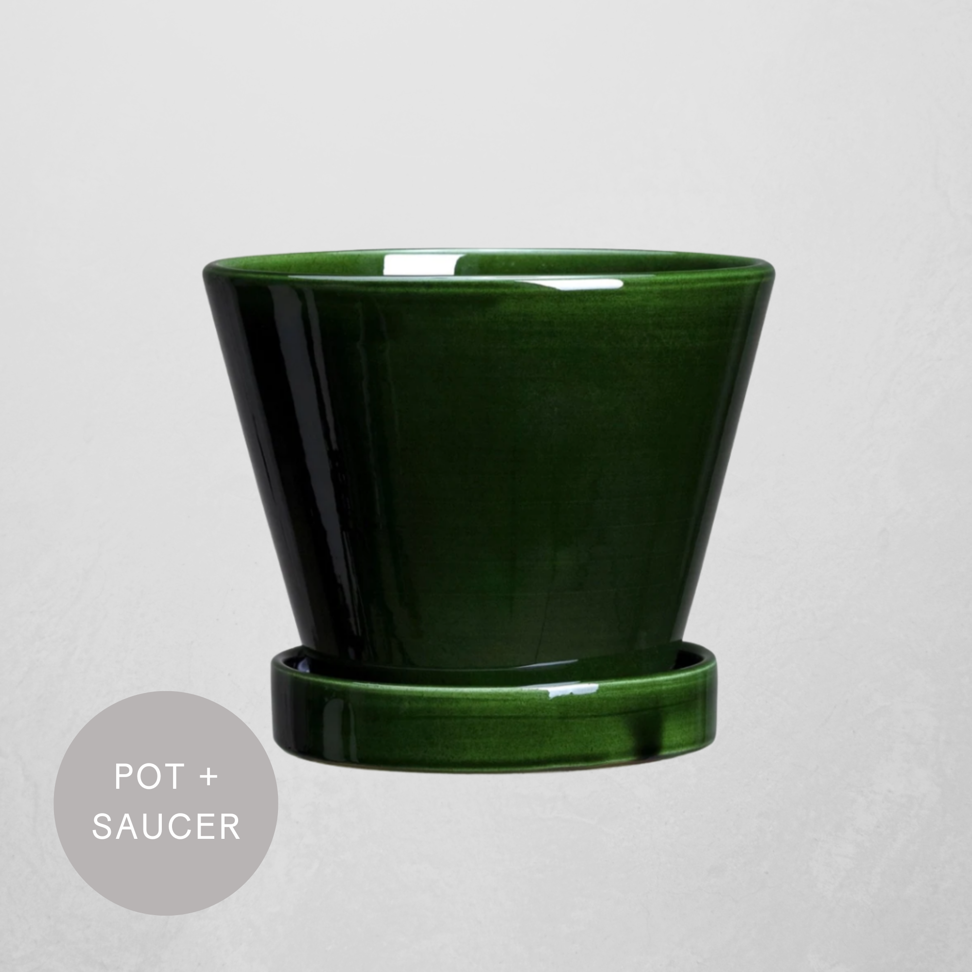 Bergs Potter Green Glazed Julie Pot and Saucer Set